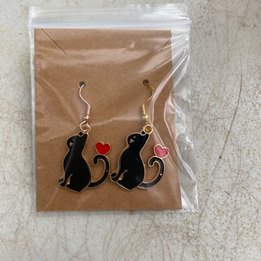 Black cat earrings